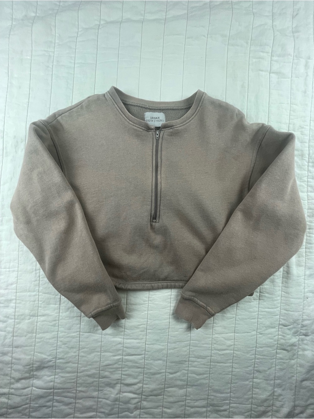 Urban Outfitters Taupe Half-Zip Cropped Sweatshirt XS